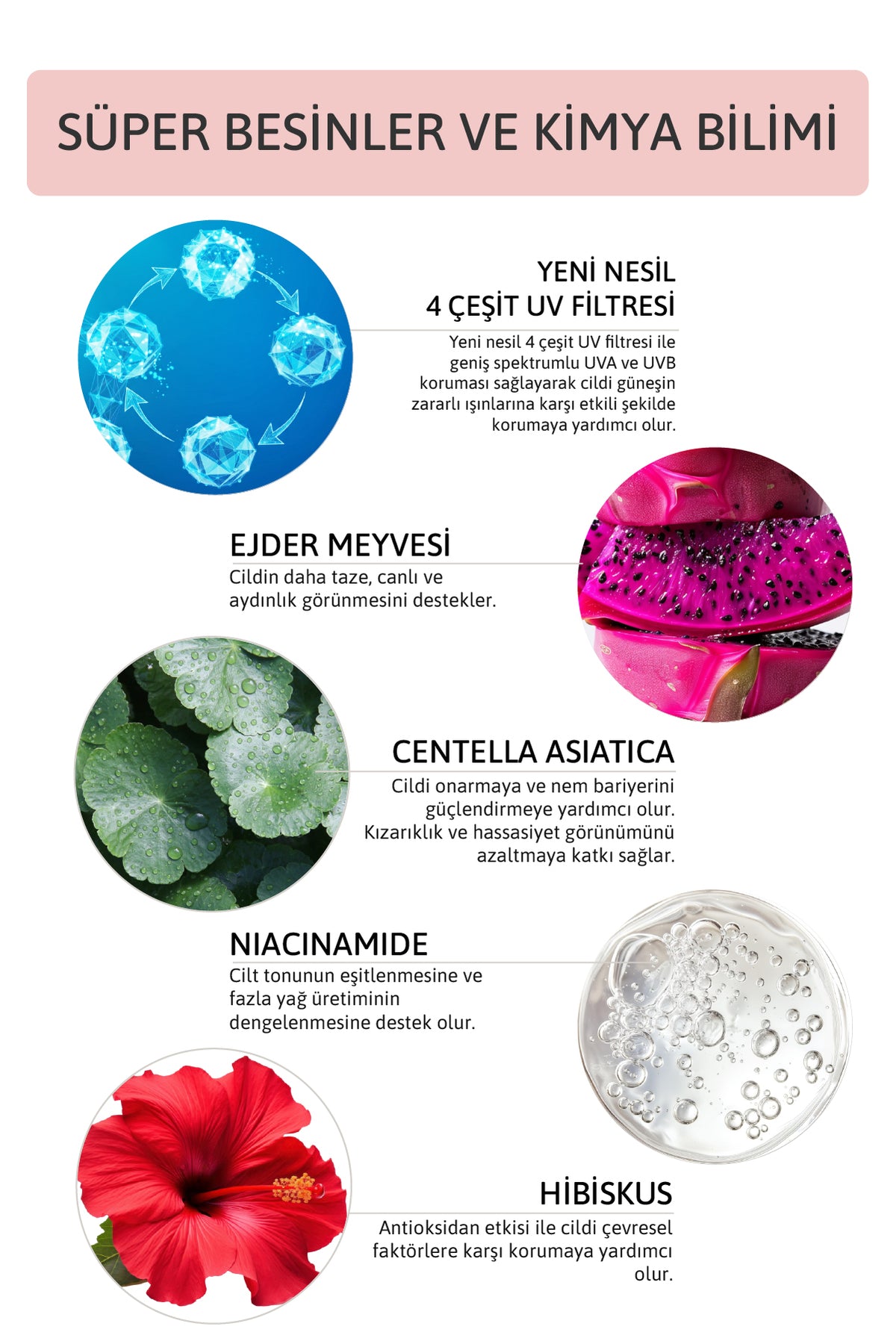 Aydınlatıcı, Ton Eşitleyici, Glow Effect Hibiskus, Pitaya ve Centella SPF50+ Güneş Kremi 50 mL