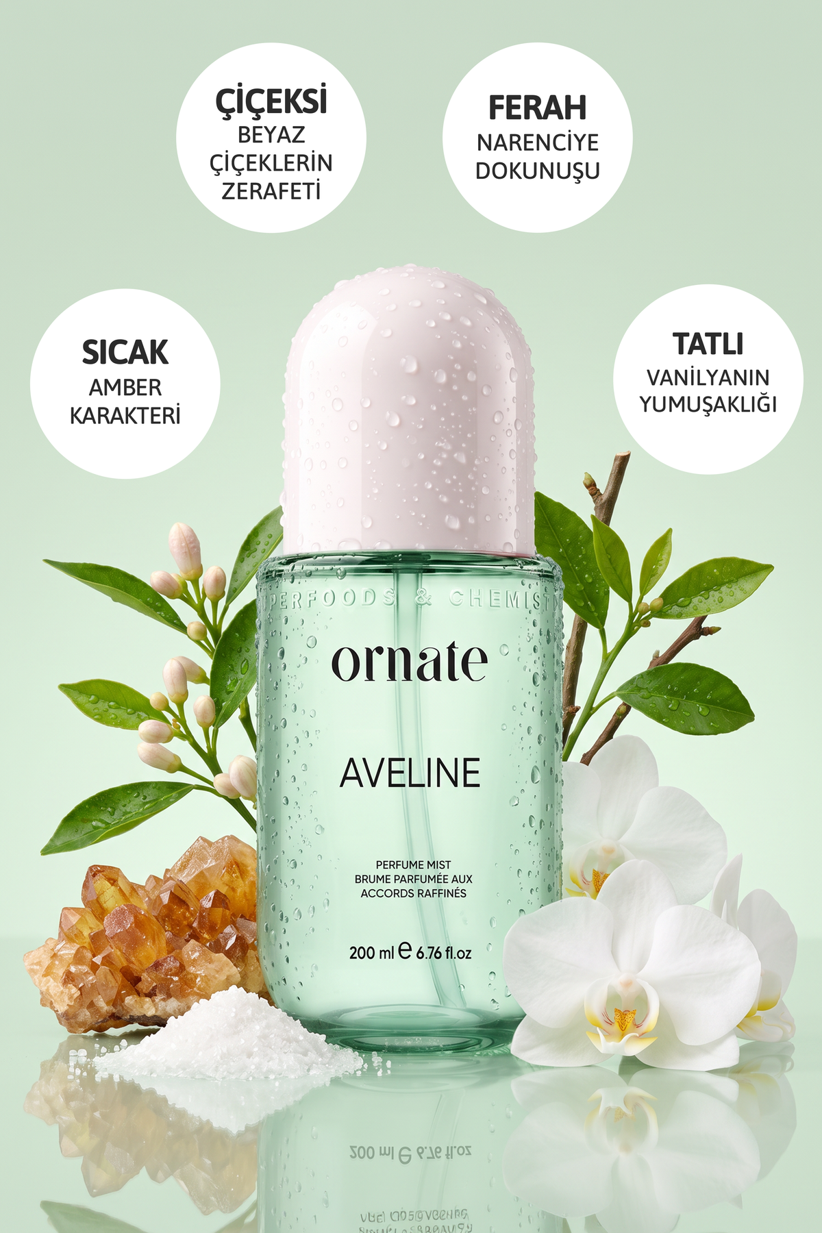 Aveline Beyaz Çiçek, Narenciye, Amber ve Vanilya Notalı Kokulu Saç ve Vücut Spreyi 200 ml