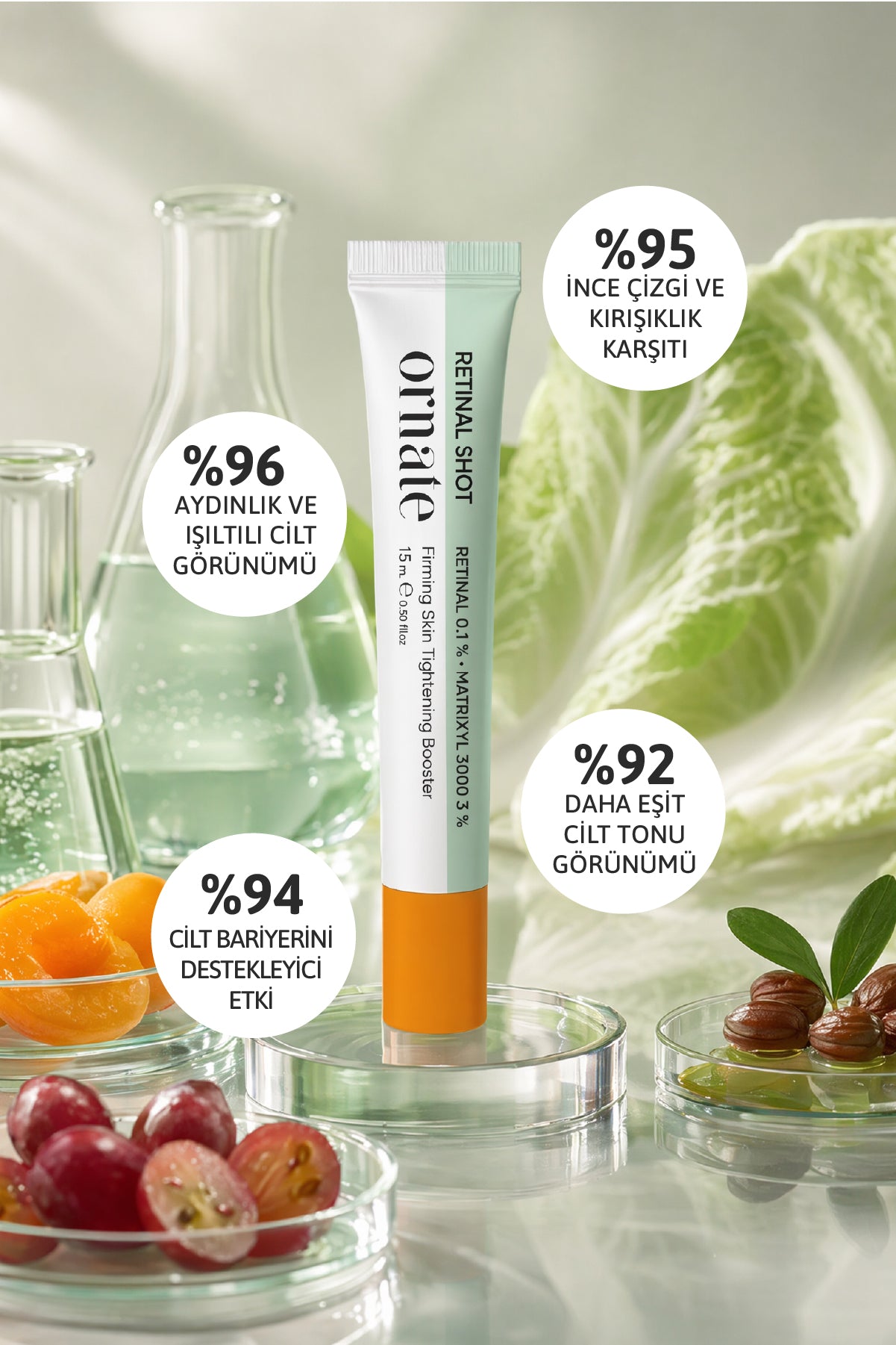 Ornate Retinal Shot %0.1 Retinal + Matrixyl 3000 %3 Kırışıklık Karşıtı Cilt Yenileyici Bakım Kremi 15 mL