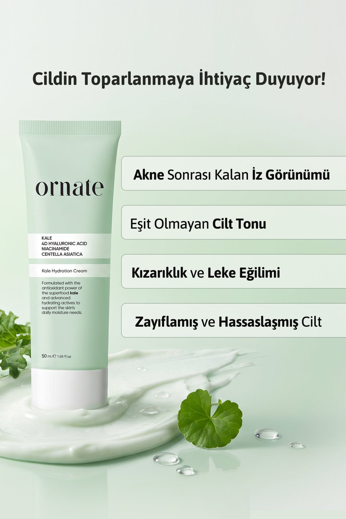 Kale Sivilce & Kızarıklık Karşıtı, Sebum Dengeleyici Yüz Kremi 50 ml